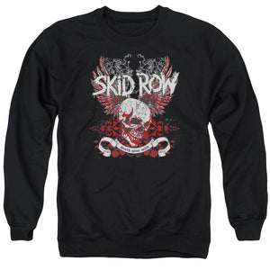 Skid Row Winged Skull Mens Crewneck Sweatshirt Black