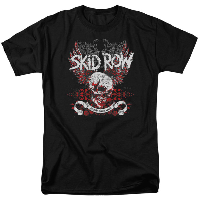 Skid Row Winged Skull Mens T Shirt Black