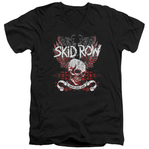 Skid Row Winged Skull Mens Slim Fit V-Neck T Shirt Black