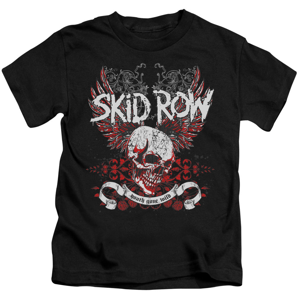Skid Row Winged Skull Juvenile Kids Youth T Shirt Black