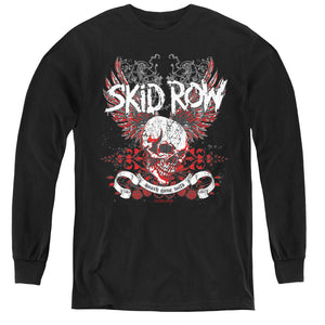 Skid Row Winged Skull Long Sleeve Kids Youth T Shirt Black