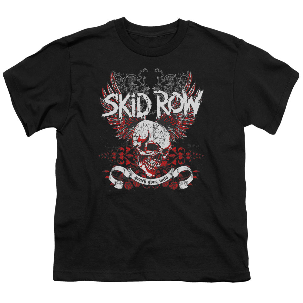 Skid Row Winged Skull Kids Youth T Shirt Black