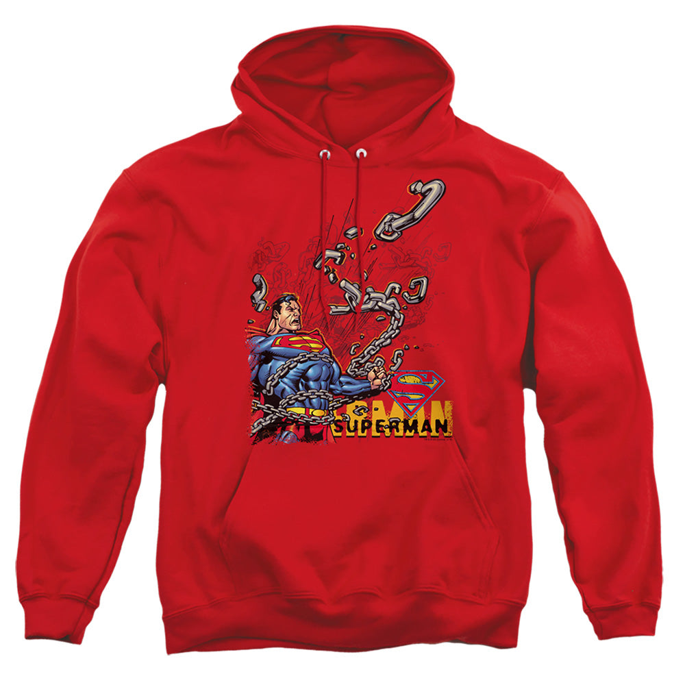 Superman Breaking Chains Mens Hoodie Red