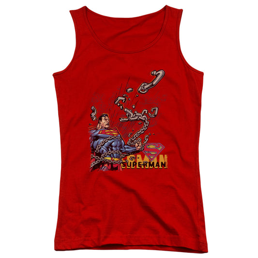 Superman Breaking Chains Womens Tank Top Shirt Red