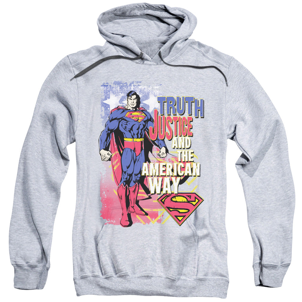 Superman Truth Justice Mens Hoodie Athletic Heather