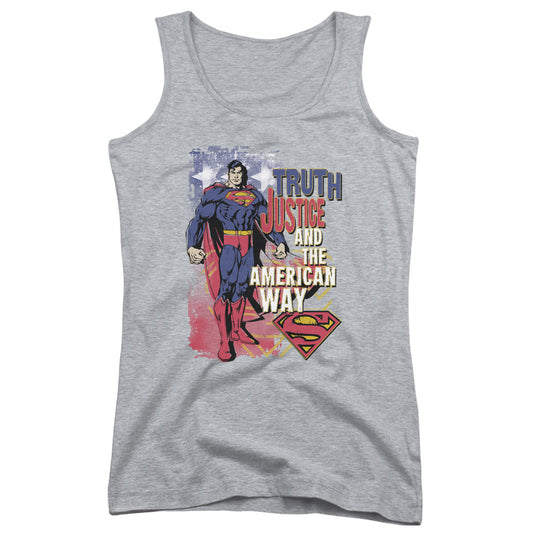 Superman Truth Justice Womens Tank Top Shirt Athletic Heather