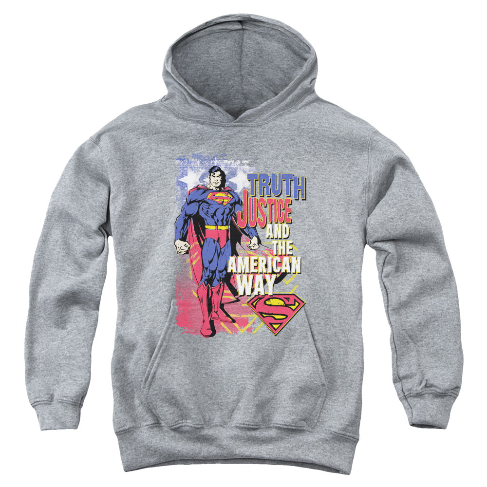 Superman Truth Justice Kids Youth Hoodie Heather