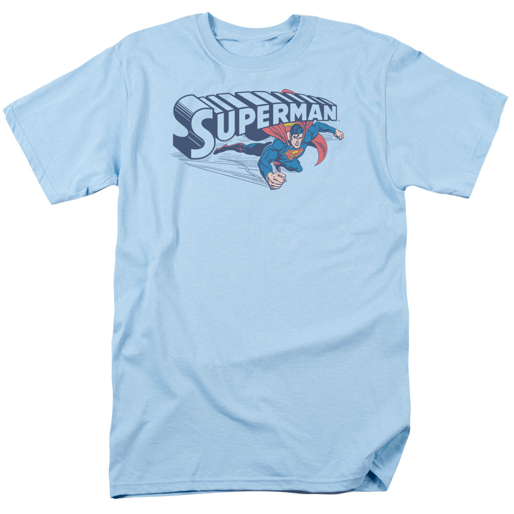 Superman Under Logo Mens T Shirt Light Blue