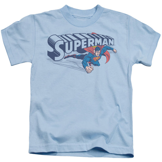 Superman Under Logo Juvenile Kids Youth T Shirt Light Blue