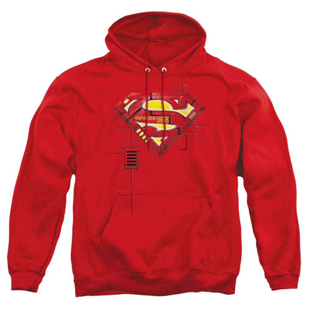 Superman Super Mech Shield Mens Hoodie Red