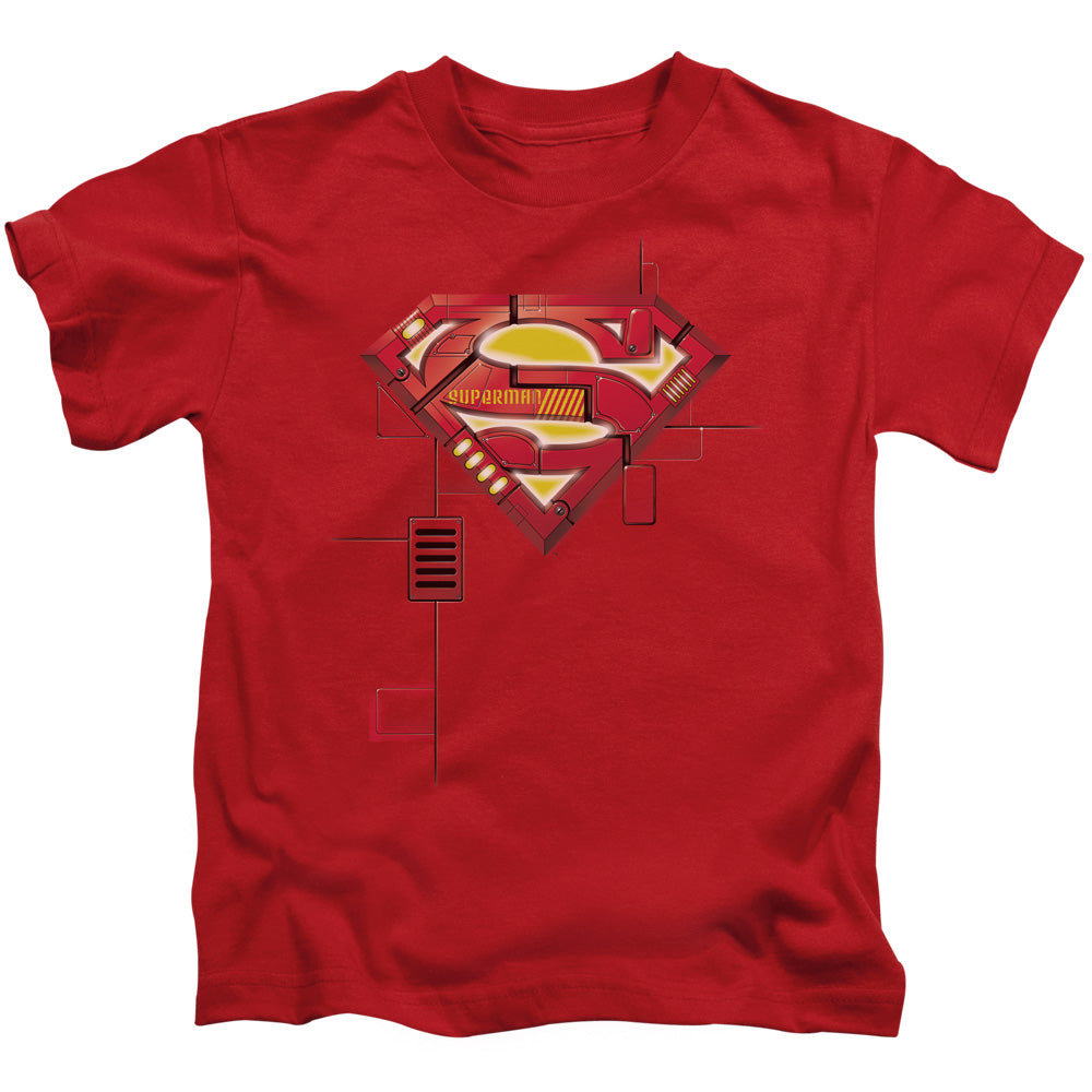 Superman Super Mech Shield Juvenile Kids Youth T Shirt Red