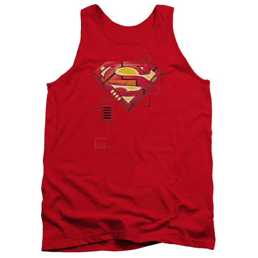 Superman Super Mech Shield Mens Tank Top Shirt Red