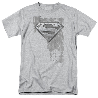 Superman Riveted Metal Mens T Shirt Athletic Heather