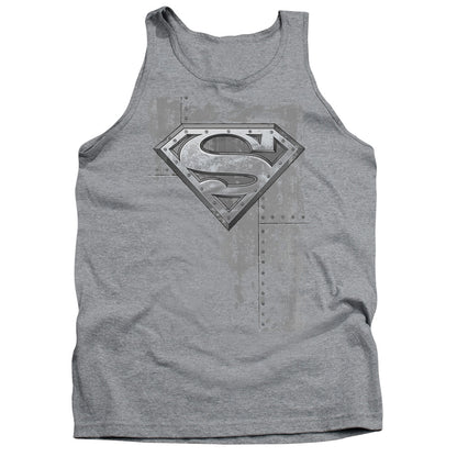 Superman Riveted Metal Mens Tank Top Shirt Athletic Heather