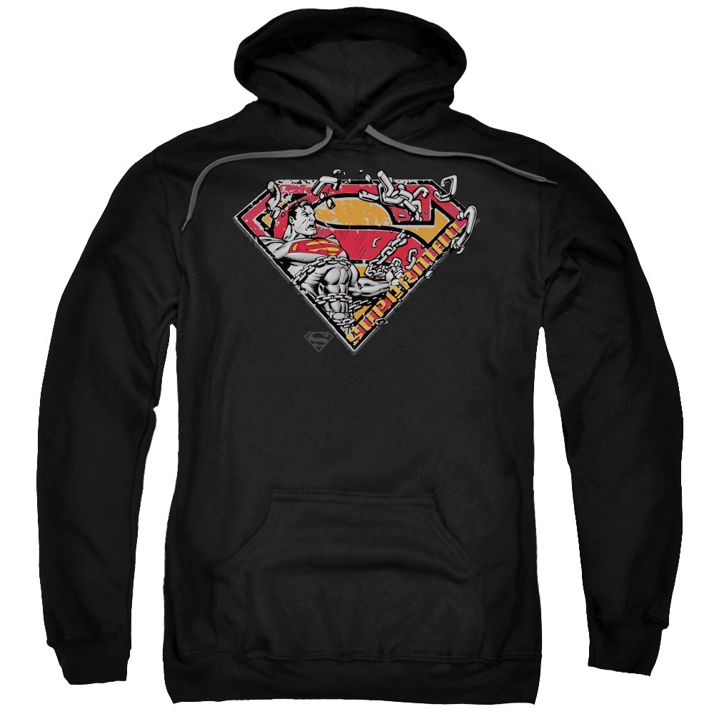 Superman Breaking Chain Logo Mens Hoodie Black