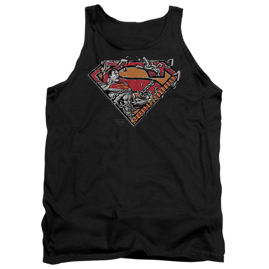 Superman Breaking Chain Logo Mens Tank Top Shirt Black