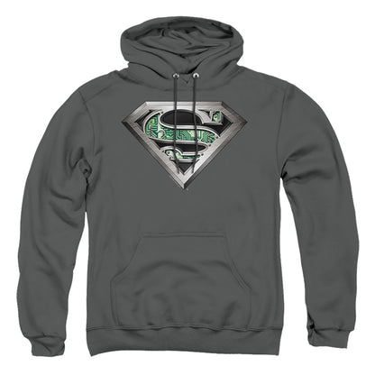 Superman Circuitry Logo Mens Hoodie Charcoal