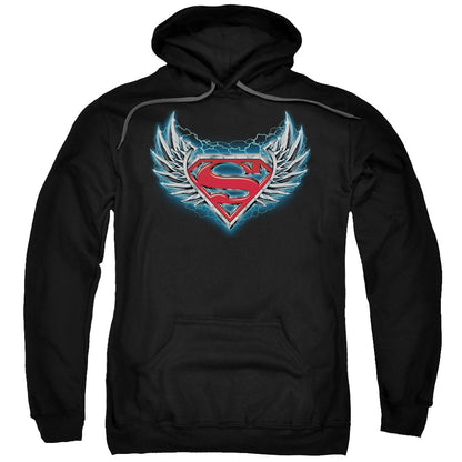 Superman Steel Wings Logo Mens Hoodie Black