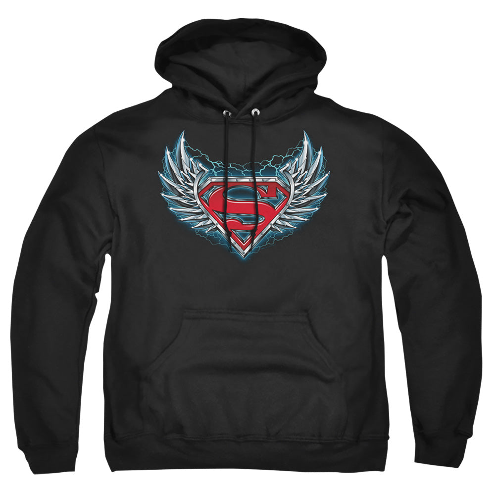 Superman Steel Wings Logo Mens Hoodie Black