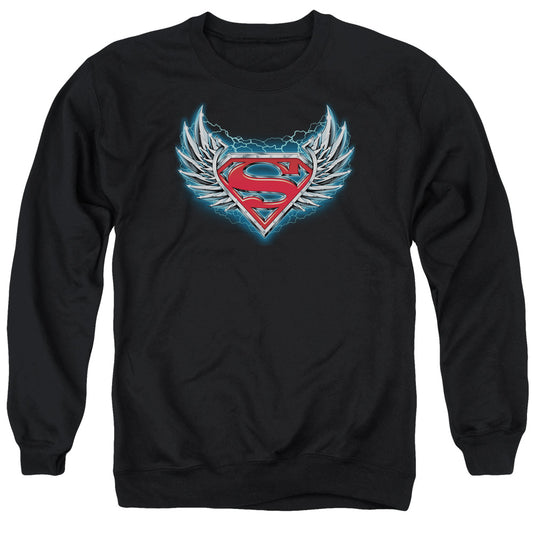 Superman Steel Wings Logo Mens Crewneck Sweatshirt Black