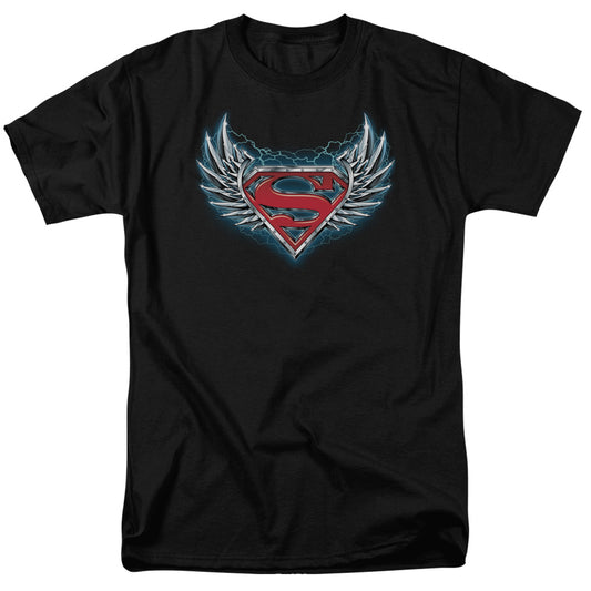 Superman Steel Wings Logo Mens T Shirt Black