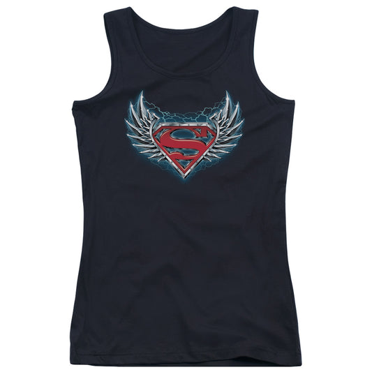 Superman Steel Wings Logo Womens Tank Top Shirt Black