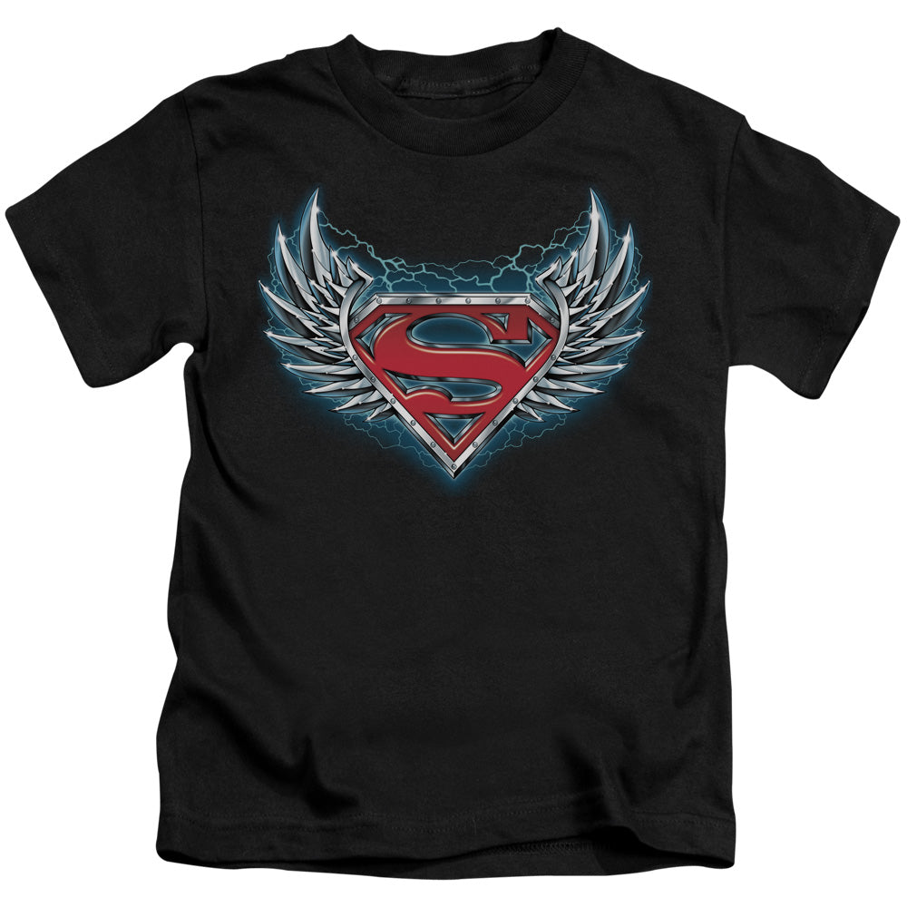 Superman Steel Wings Logo Juvenile Kids Youth T Shirt Black