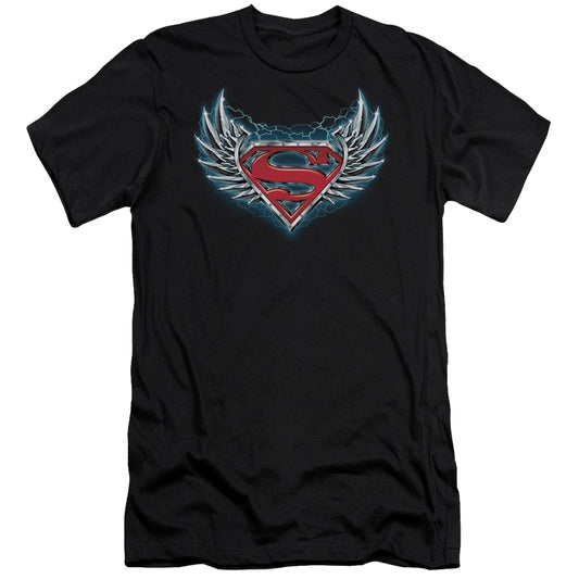 Superman Steel Wings Logo Premium Bella Canvas Slim Fit Mens T Shirt Black