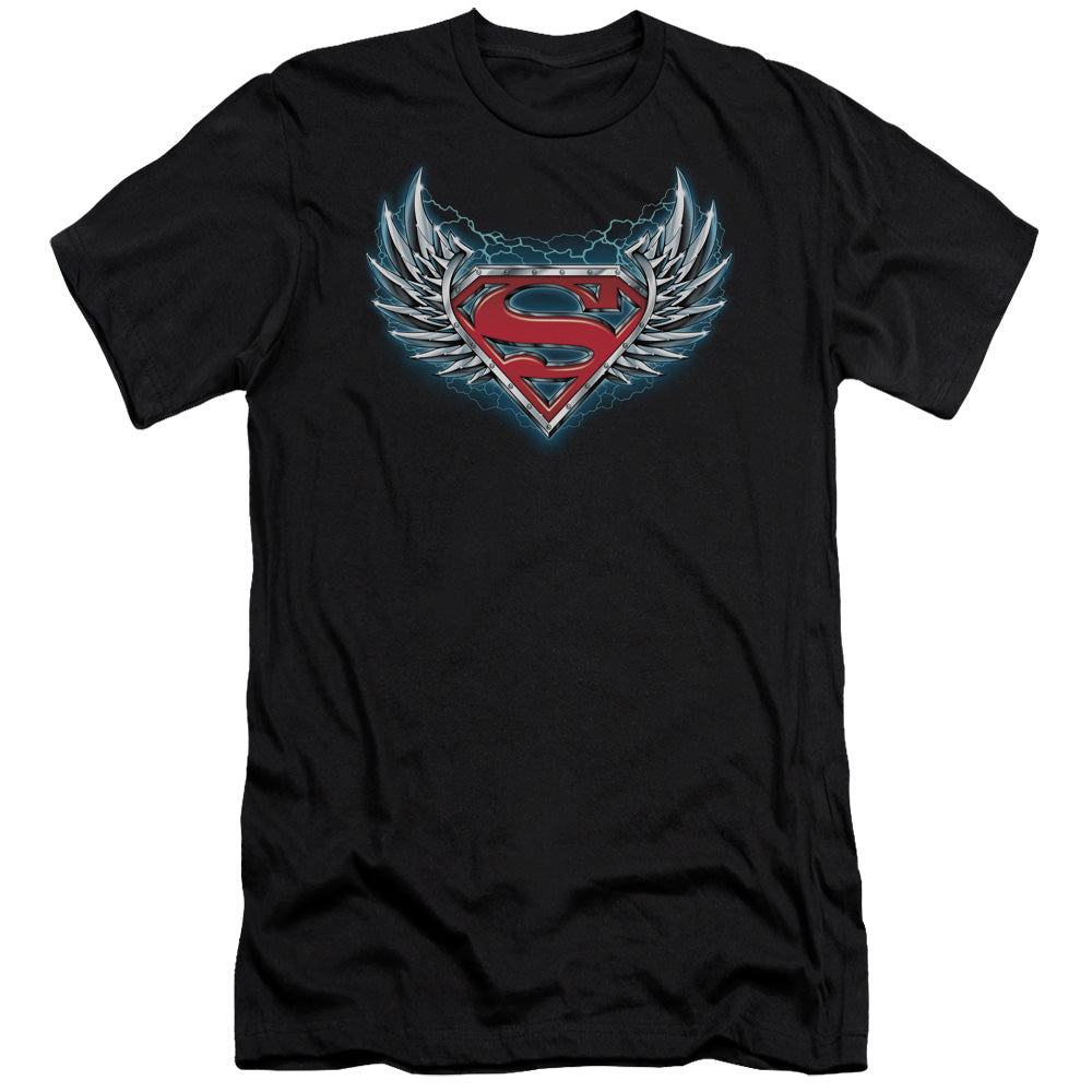 Superman Steel Wings Logo Slim Fit Mens T Shirt Black