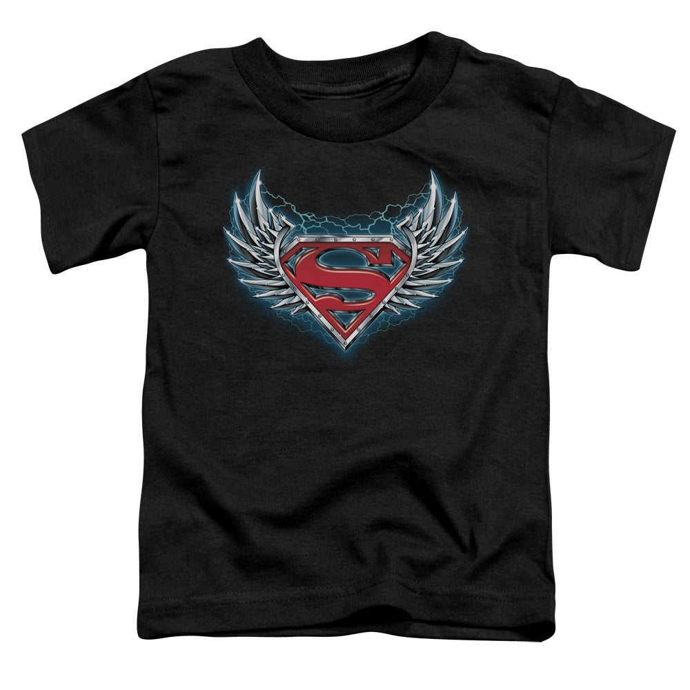 Superman Steel Wings Logo Toddler Kids Youth T Shirt Black