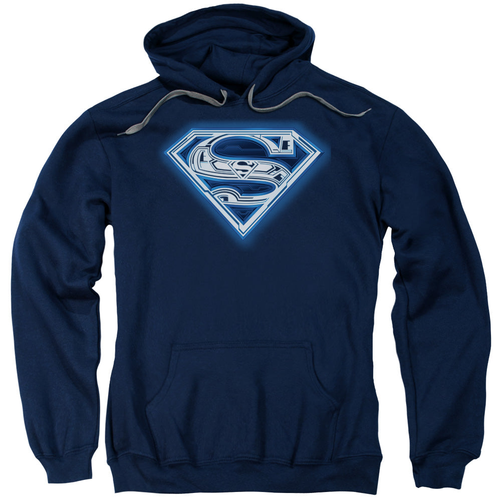 Superman Cyber Shield Mens Hoodie Navy