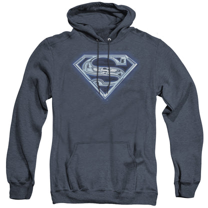 Superman Cyber Shield Mens Heather Hoodie Navy