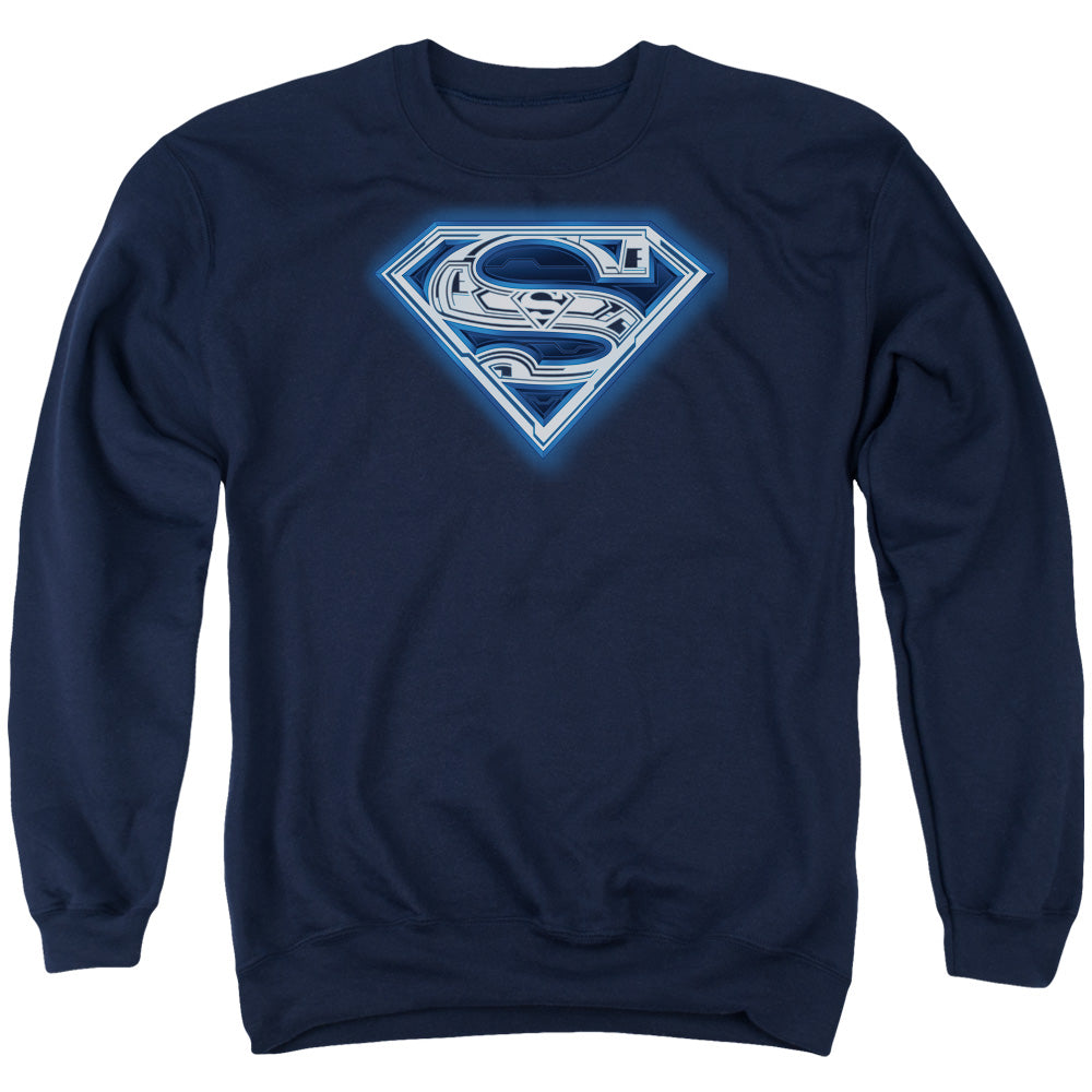 Superman Cyber Shield Mens Crewneck Sweatshirt Navy