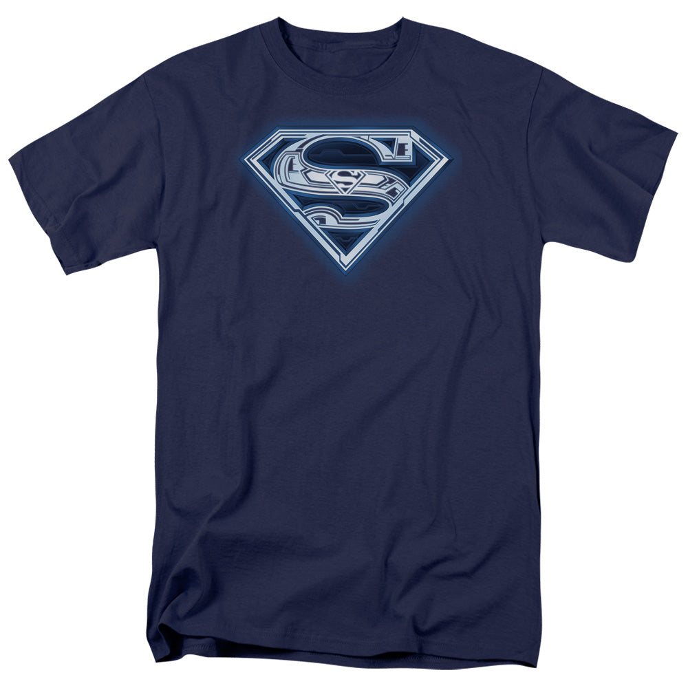 Superman Cyber Shield Mens T Shirt Navy Blue