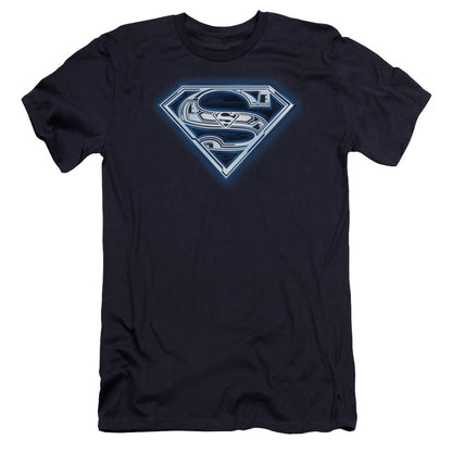 Superman Cyber Shield Premium Bella Canvas Slim Fit Mens T Shirt Navy