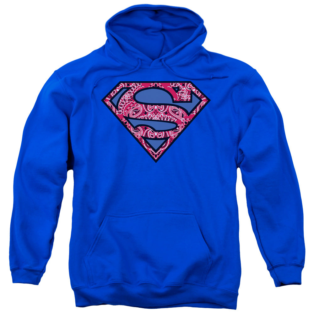 Superman Paisley Shield Mens Hoodie Royal Blue