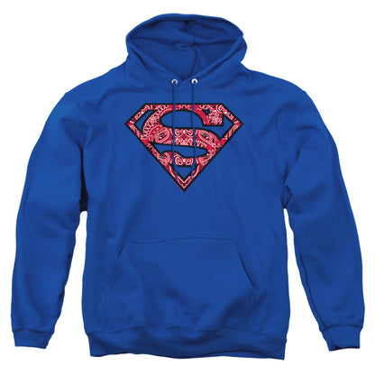 Superman Paisley Shield Mens Hoodie Royal Blue