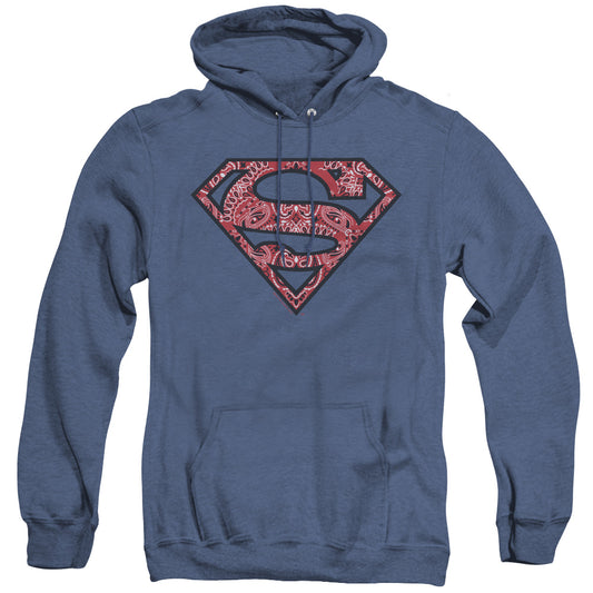 Superman Paisley Shield Heather Mens Hoodie Royal Blue