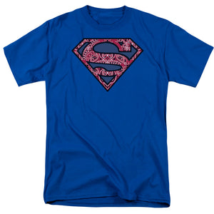 Superman Paisley Shield Mens T Shirt Royal Blue