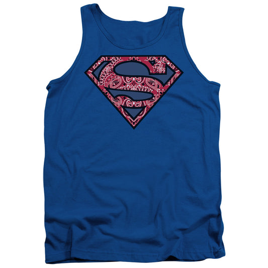 Superman Paisley Shield Mens Tank Top Shirt Royal Blue