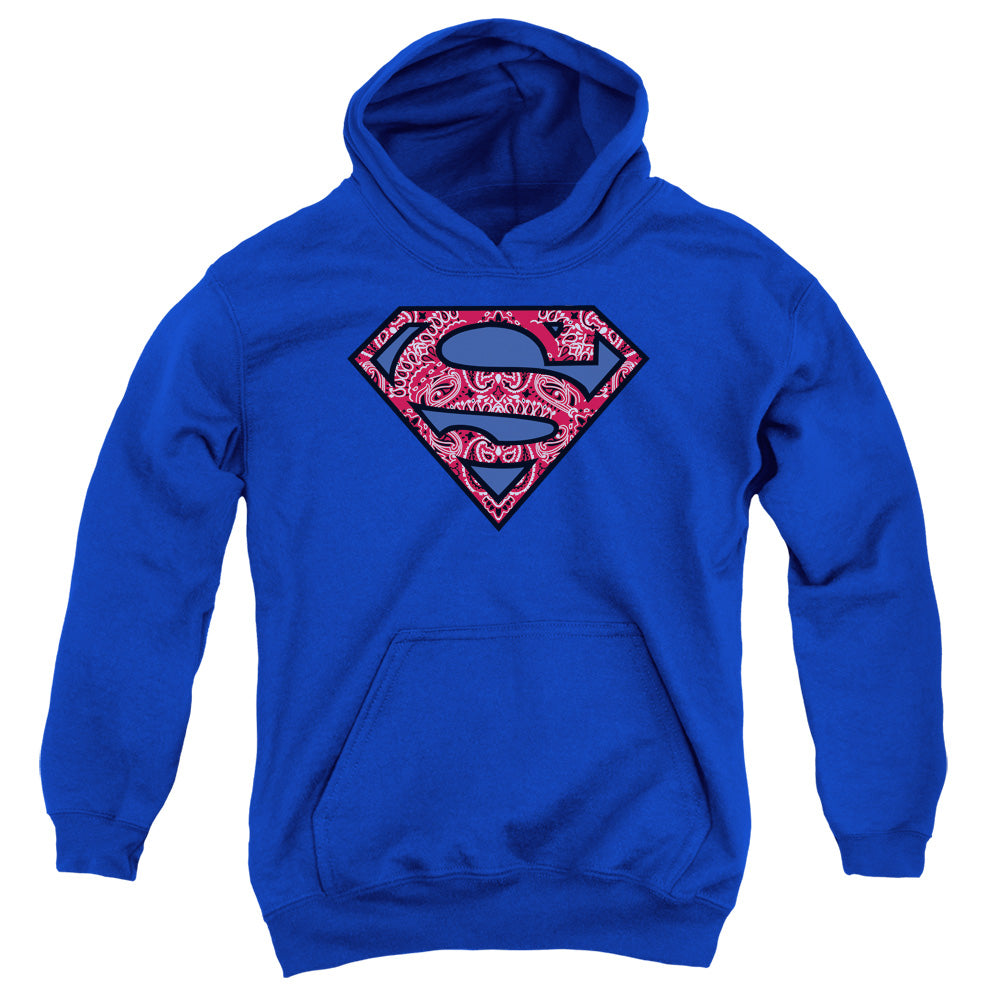 Superman Paisley Shield Kids Youth Hoodie Royal