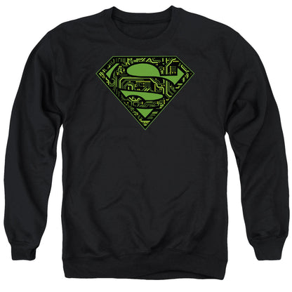 Superman Circuits Shield Mens Crewneck Sweatshirt Black