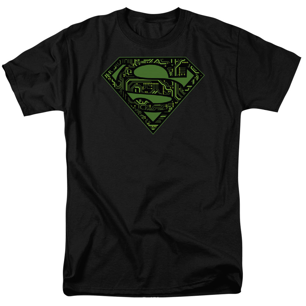 Superman Circuits Shield Mens T Shirt Black 