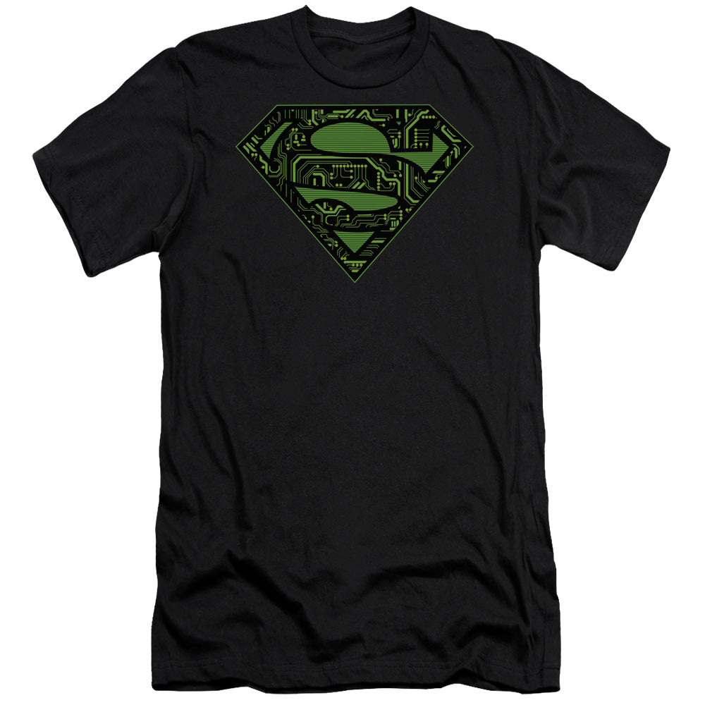 Superman Circuits Shield Premium Bella Canvas Slim Fit Mens T Shirt Black