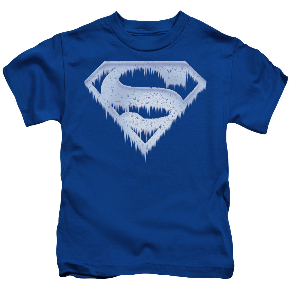 Superman Ice And Snow Shield Juvenile Kids Youth T Shirt Royal Blue