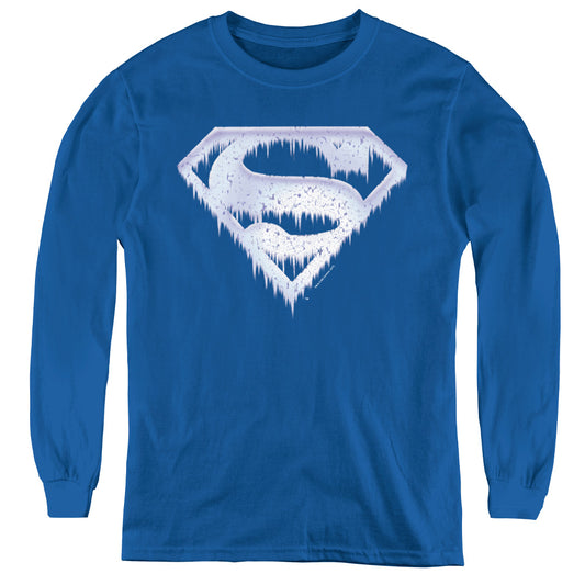 Superman Ice And Snow Shield Long Sleeve Kids Youth T Shirt Royal Blue