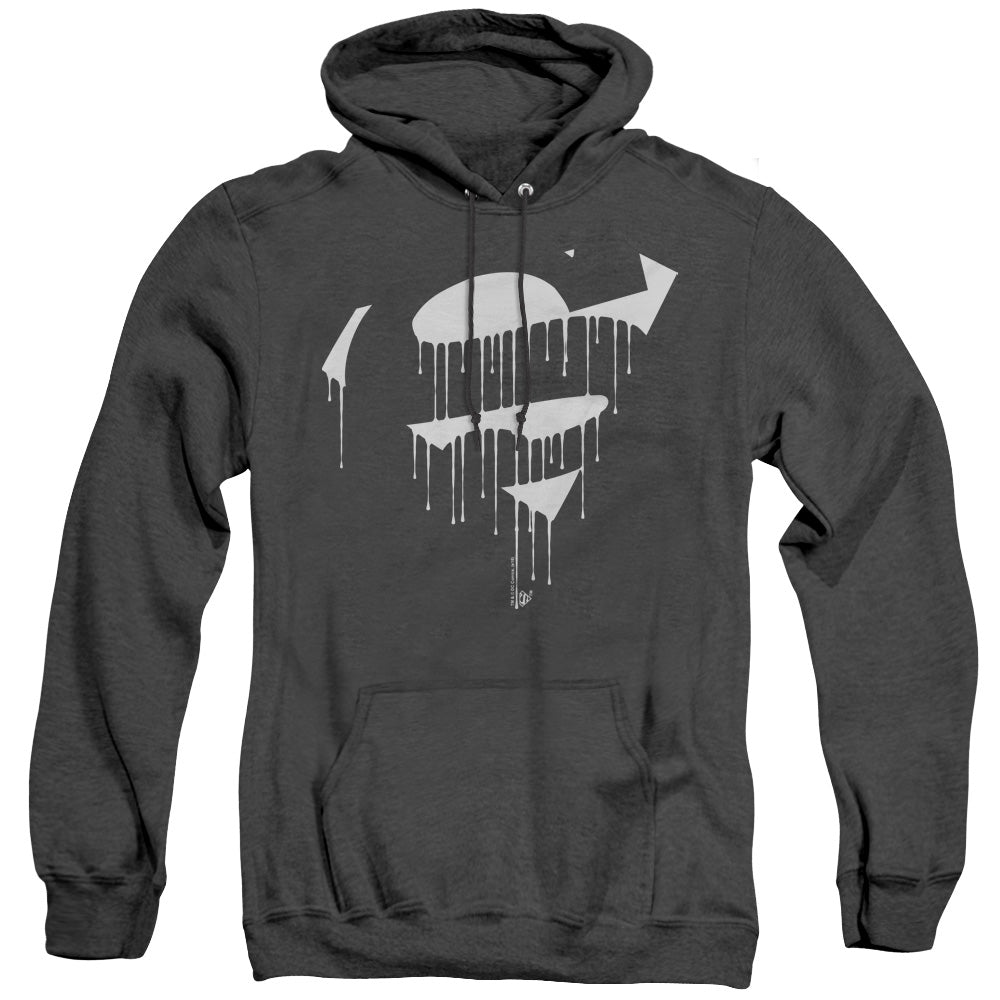 Superman Dripping Shield Mens Heather Hoodie Black