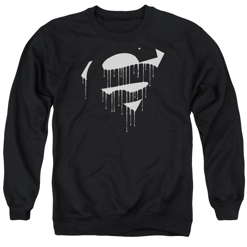 Superman Dripping Shield Mens Crewneck Sweatshirt Black