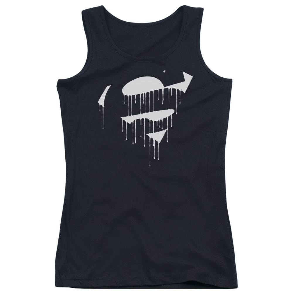 Superman Dripping Shield Womens Tank Top Shirt Black