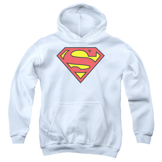 Superman Classic Logo Kids Youth Hoodie White